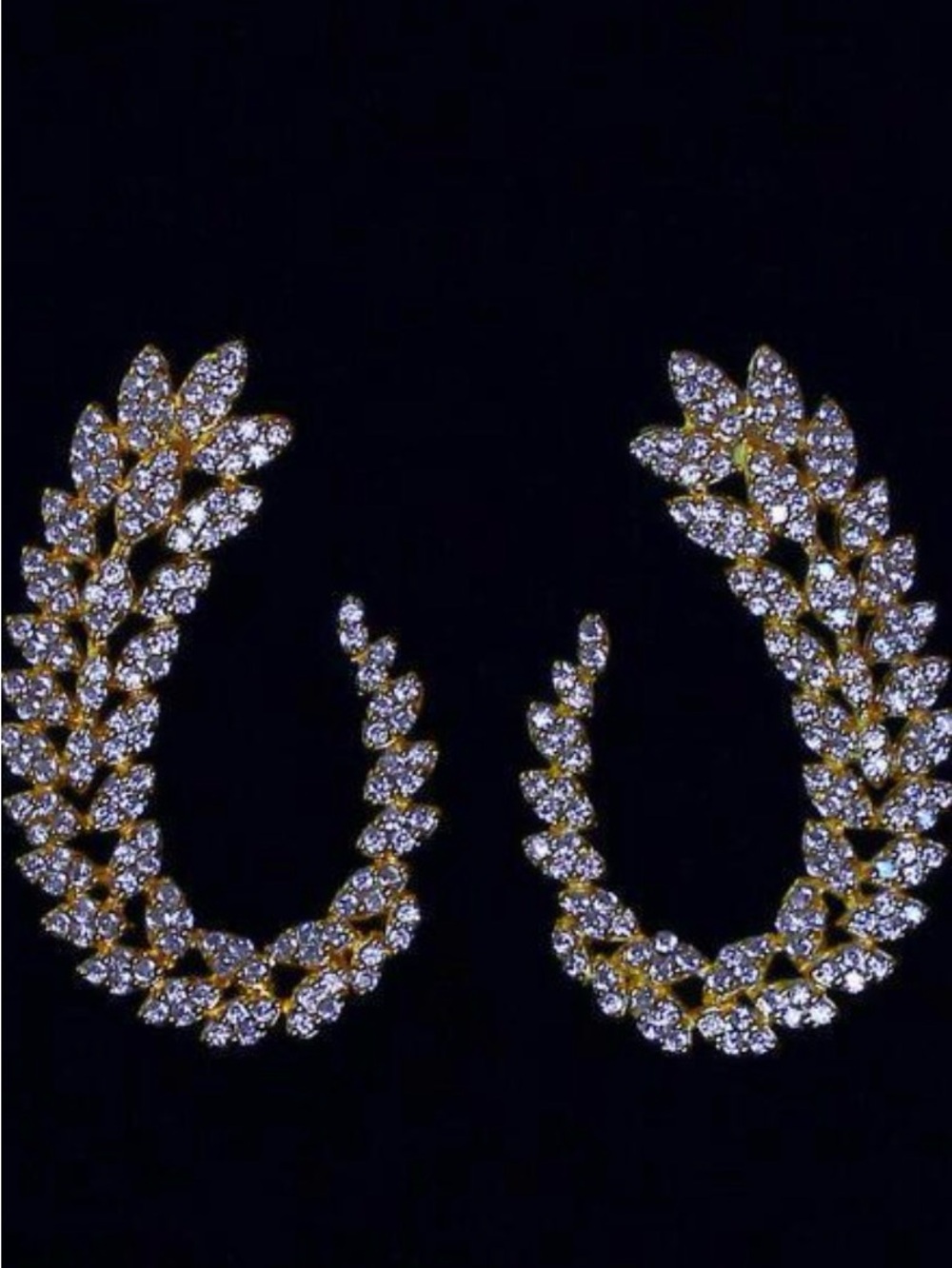Gold Leaf Crystal Crawler Earrings - Women Jewelry